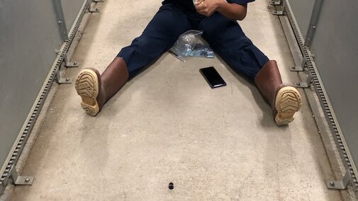 Graduate Student Asya Macon working with accelerometers